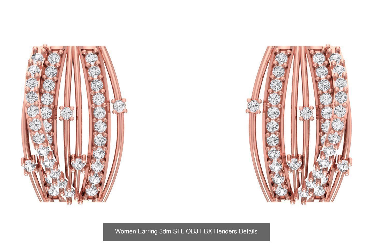 48 Women Earrings 3dm STL OBJ FBX Renders Details Collection _34