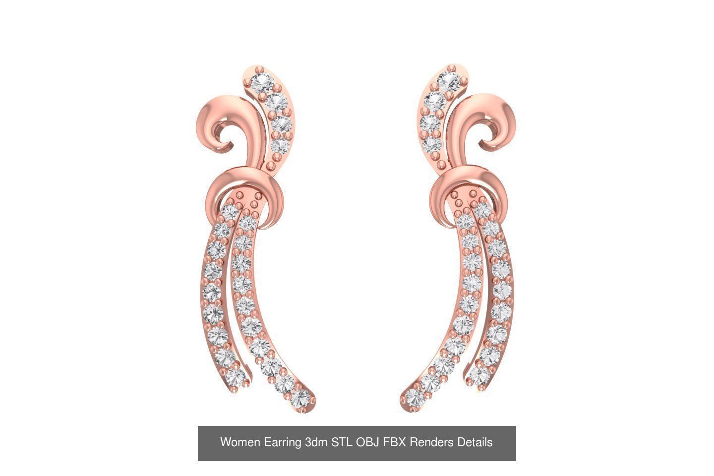 48 Women Earrings 3dm STL OBJ FBX Renders Details Collection _4