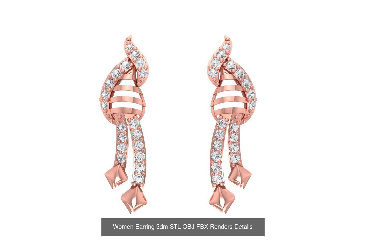 48 Women Earrings 3dm STL OBJ FBX Renders Details Collection _5