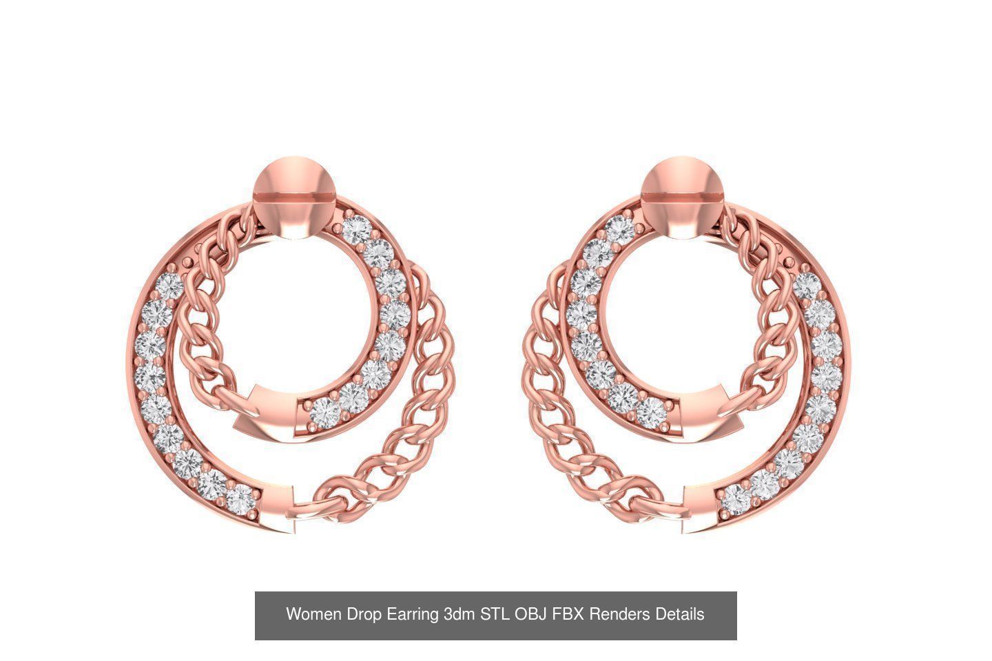 48 Women Earrings 3dm STL OBJ FBX Renders Details Collection _21