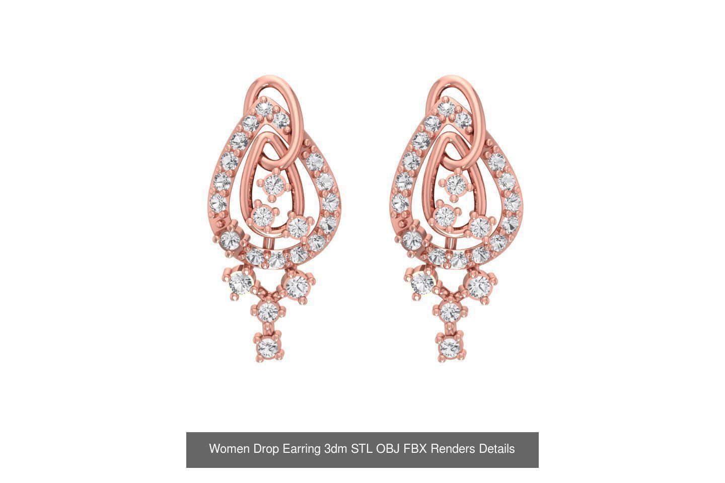 48 Women Earrings 3dm STL OBJ FBX Renders Details Collection _45