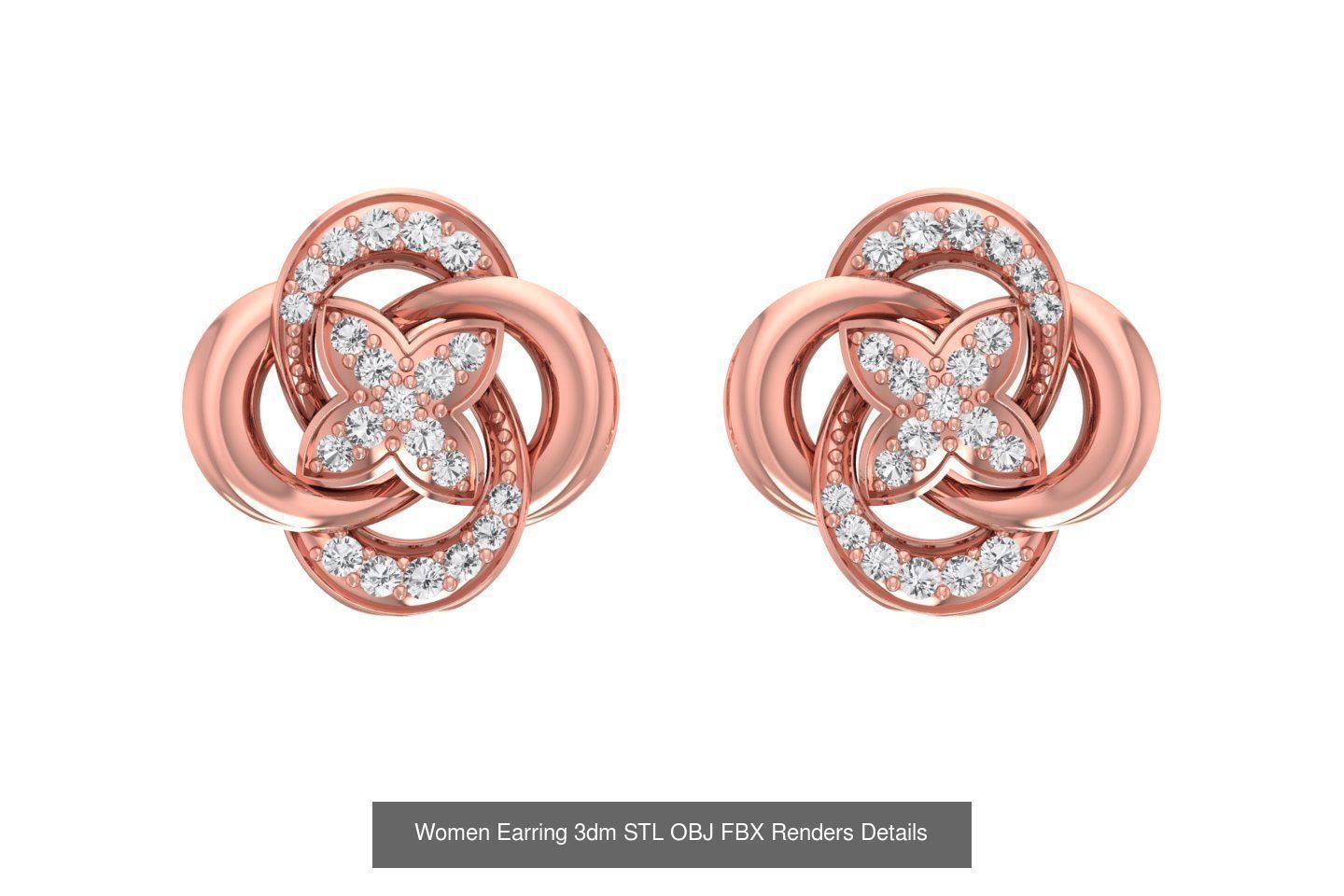 48 Women Earrings 3dm STL OBJ FBX Renders Details Collection _25