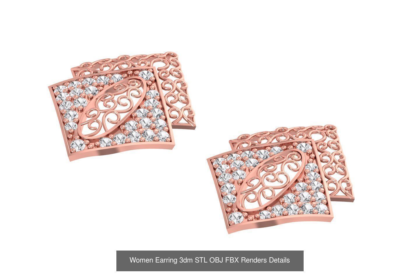 48 Women Earrings 3dm STL OBJ FBX Renders Details Collection _13