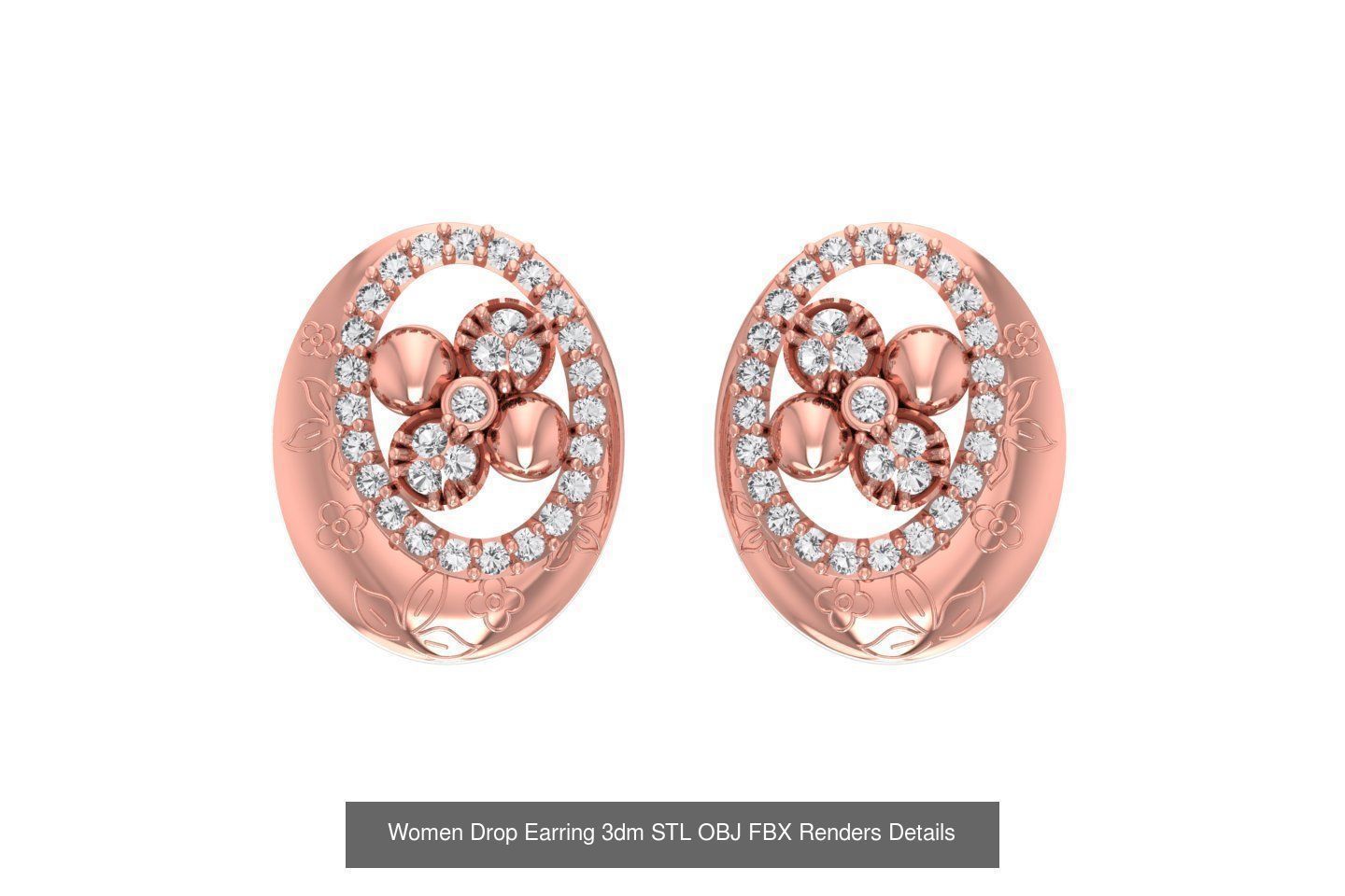 48 Women Earrings 3dm STL OBJ FBX Renders Details Collection _35