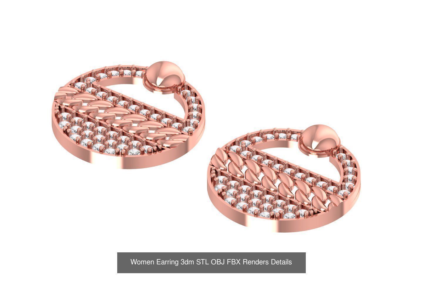48 Women Earrings 3dm STL OBJ FBX Renders Details Collection _39