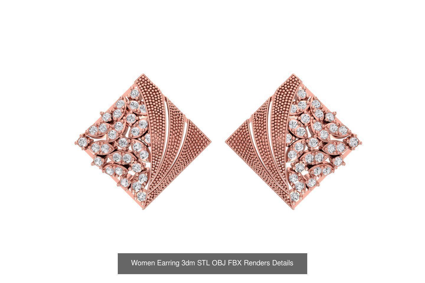 48 Women Earrings 3dm STL OBJ FBX Renders Details Collection _33