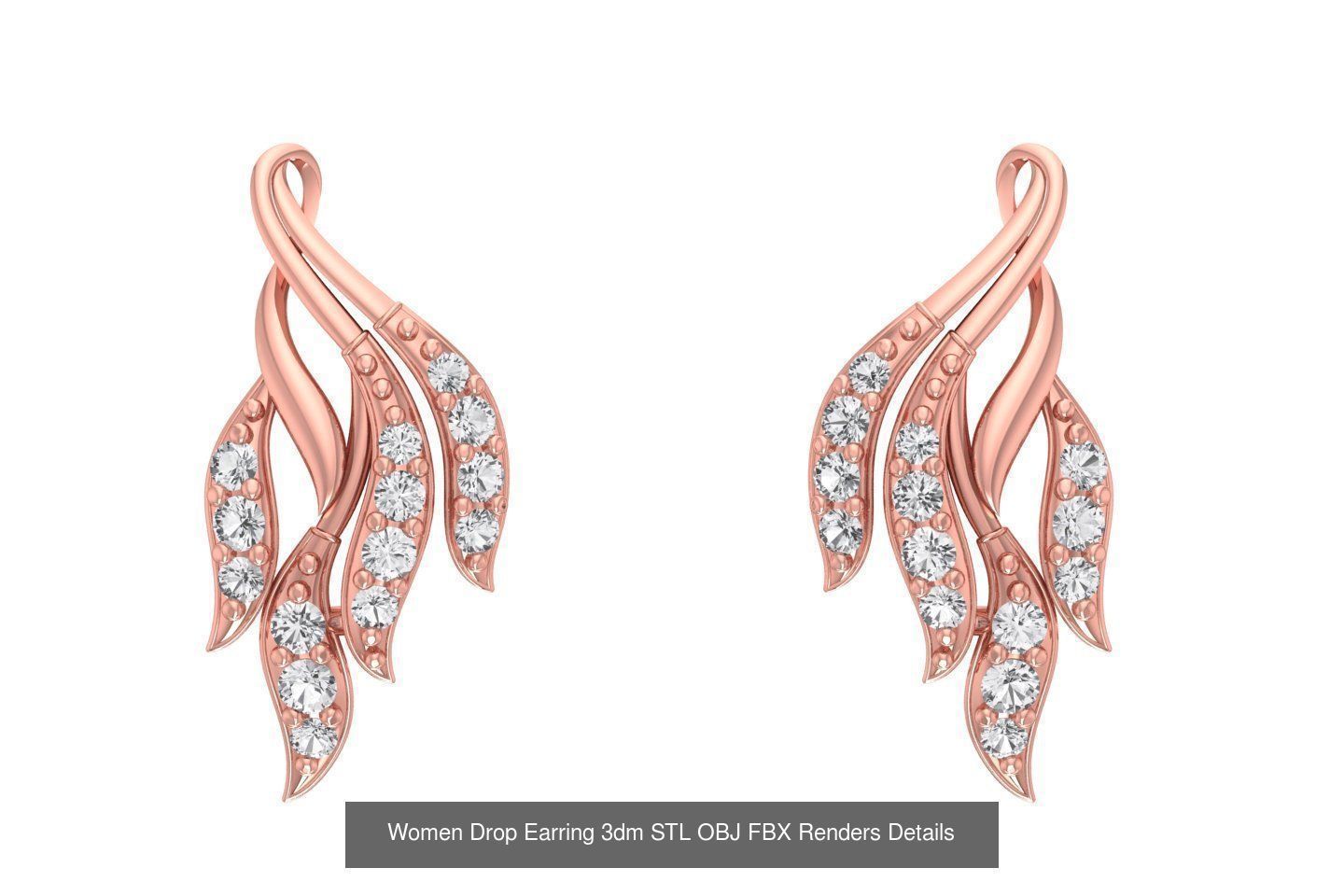 48 Women Earrings 3dm STL OBJ FBX Renders Details Collection _47