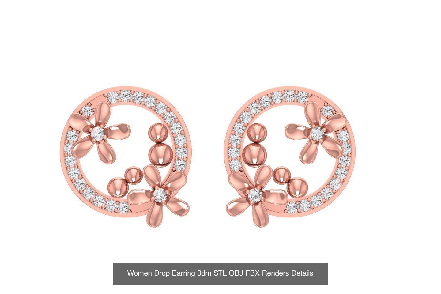 48 Women Earrings 3dm STL OBJ FBX Renders Details Collection _23