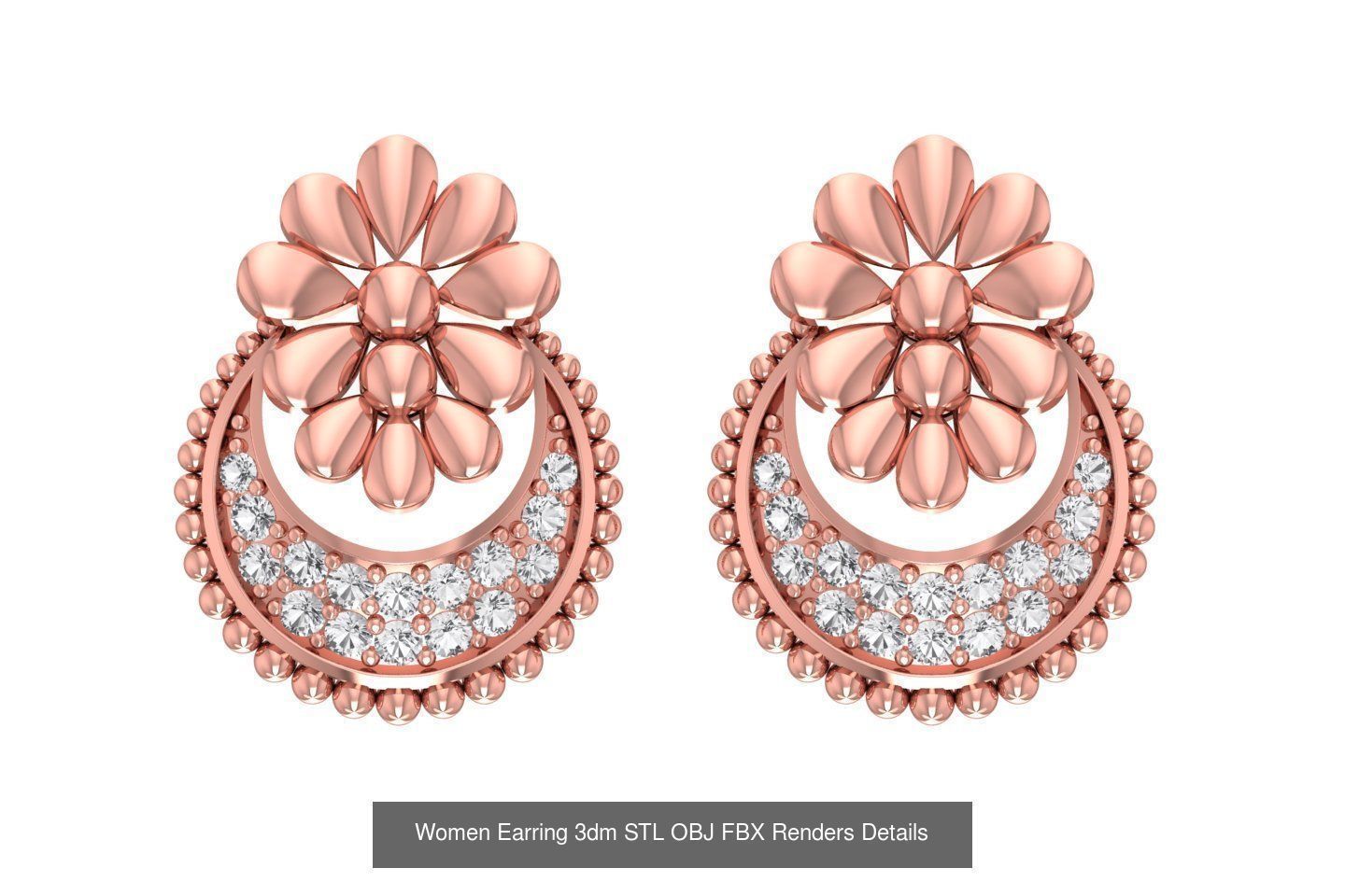 48 Women Earrings 3dm STL OBJ FBX Renders Details Collection _15