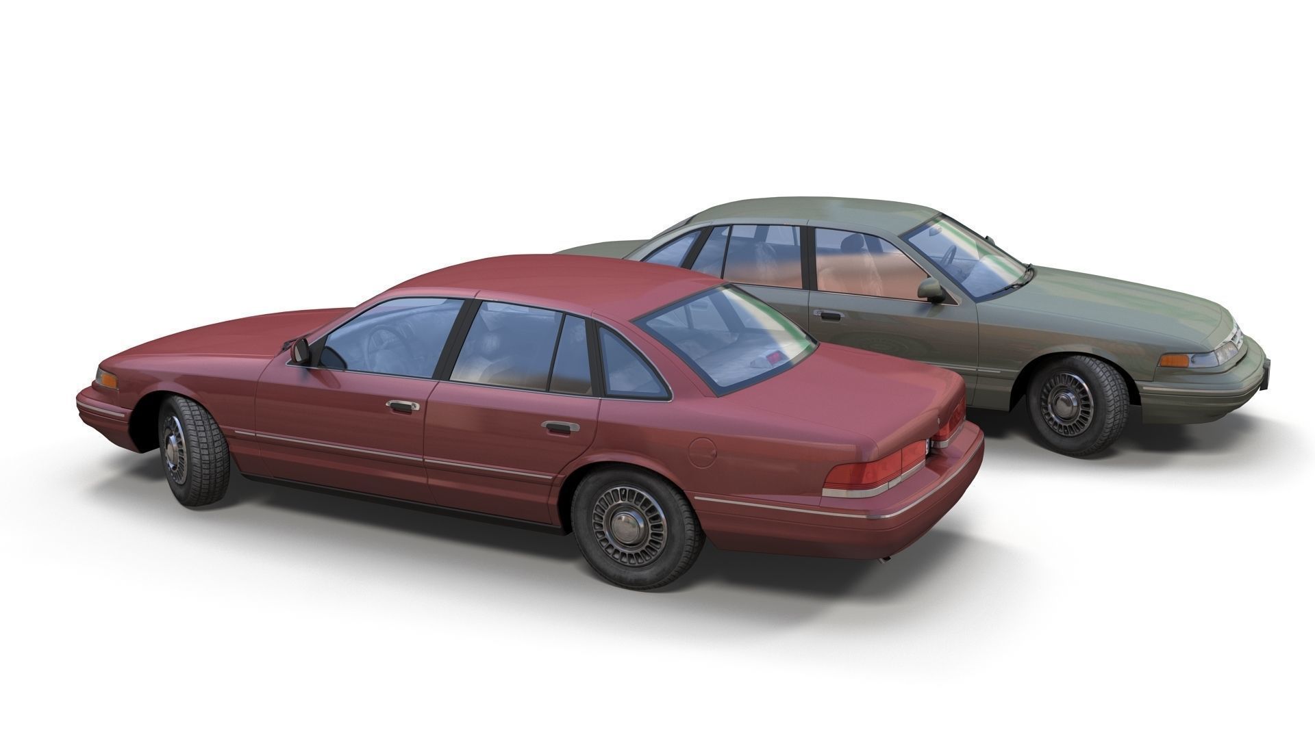 90s American sedan 3D Model Collection_10