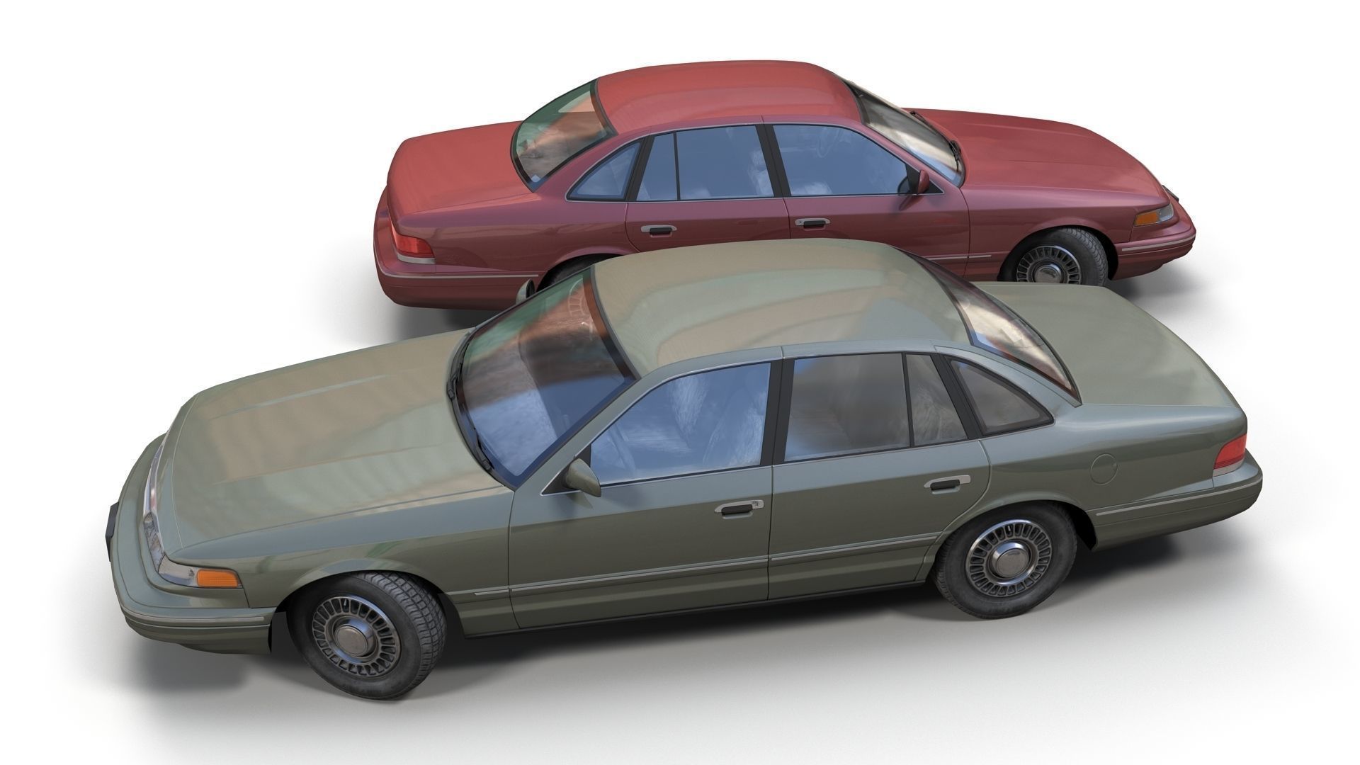 90s American sedan 3D Model Collection_13