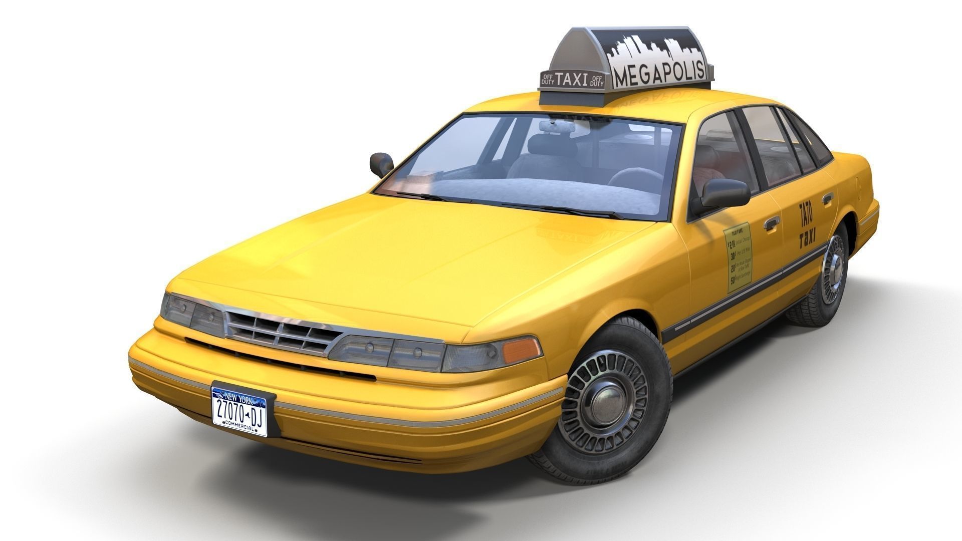 90s American sedan 3D Model Collection_21