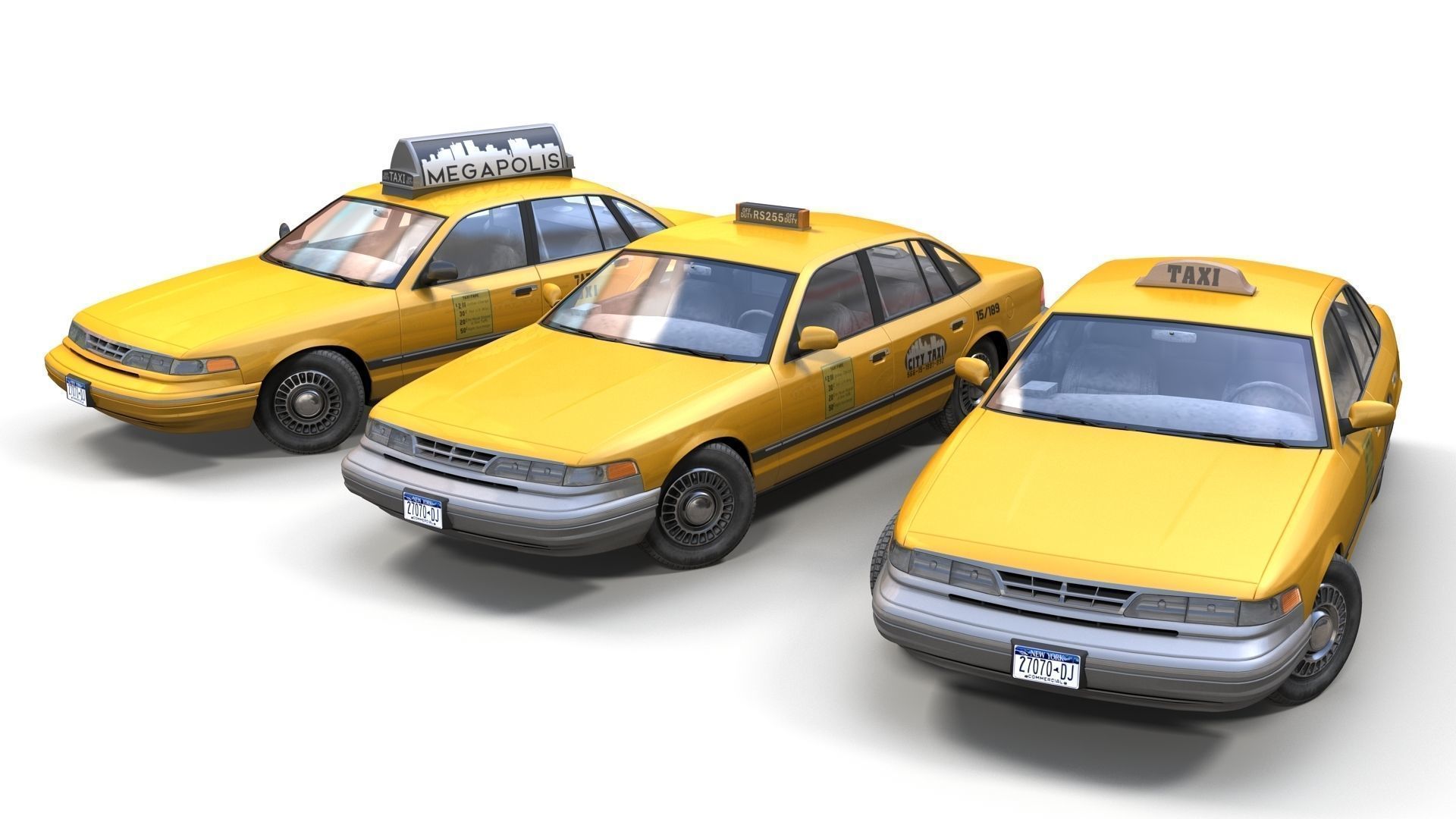 90s American sedan 3D Model Collection_17