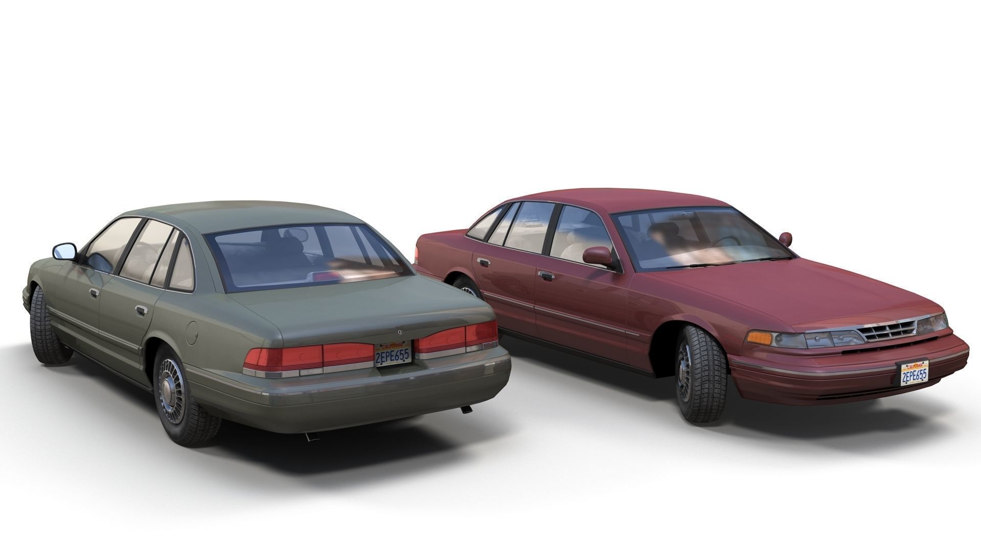 90s American sedan 3D Model Collection_4