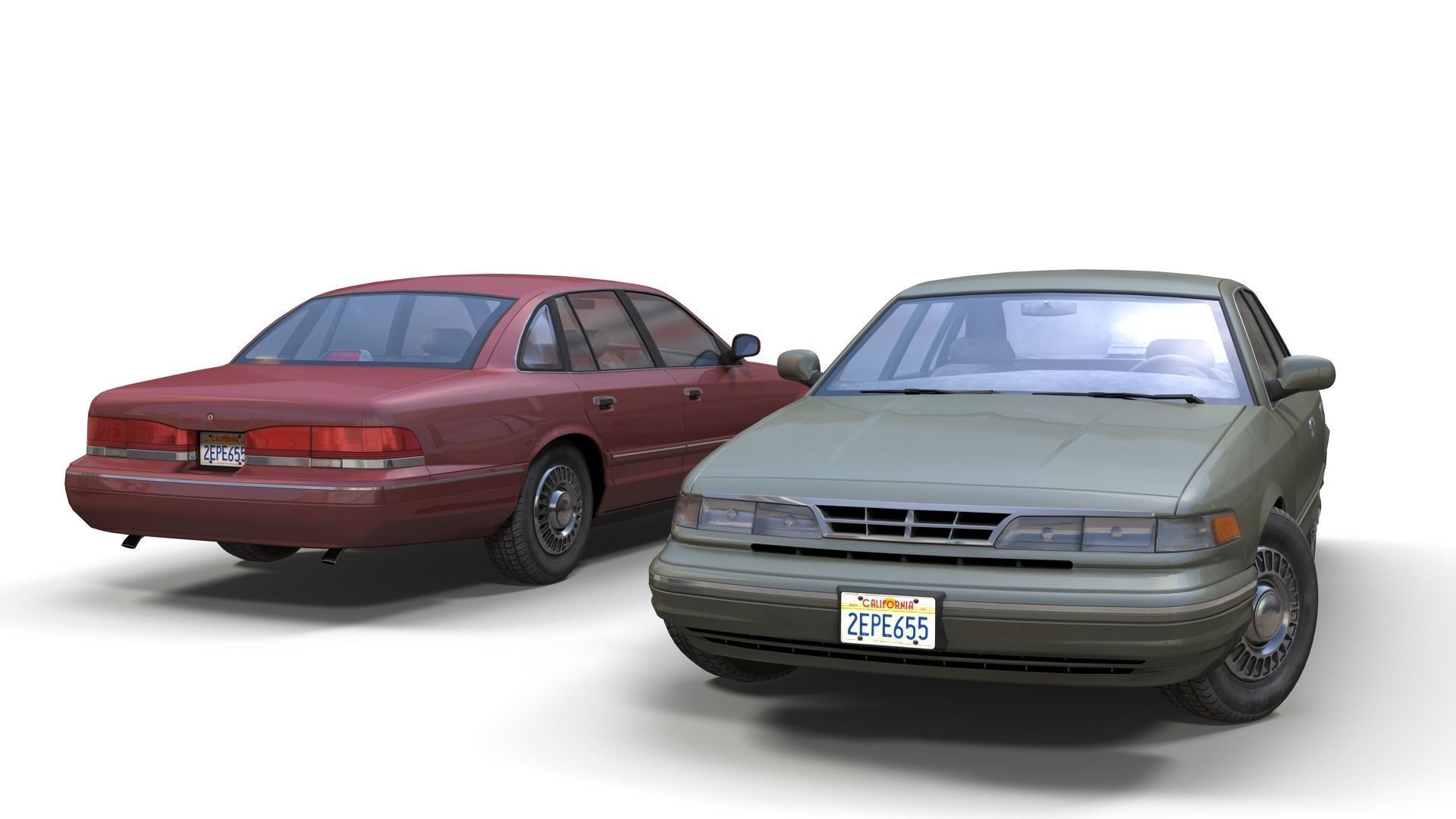 90s American sedan 3D Model Collection_12