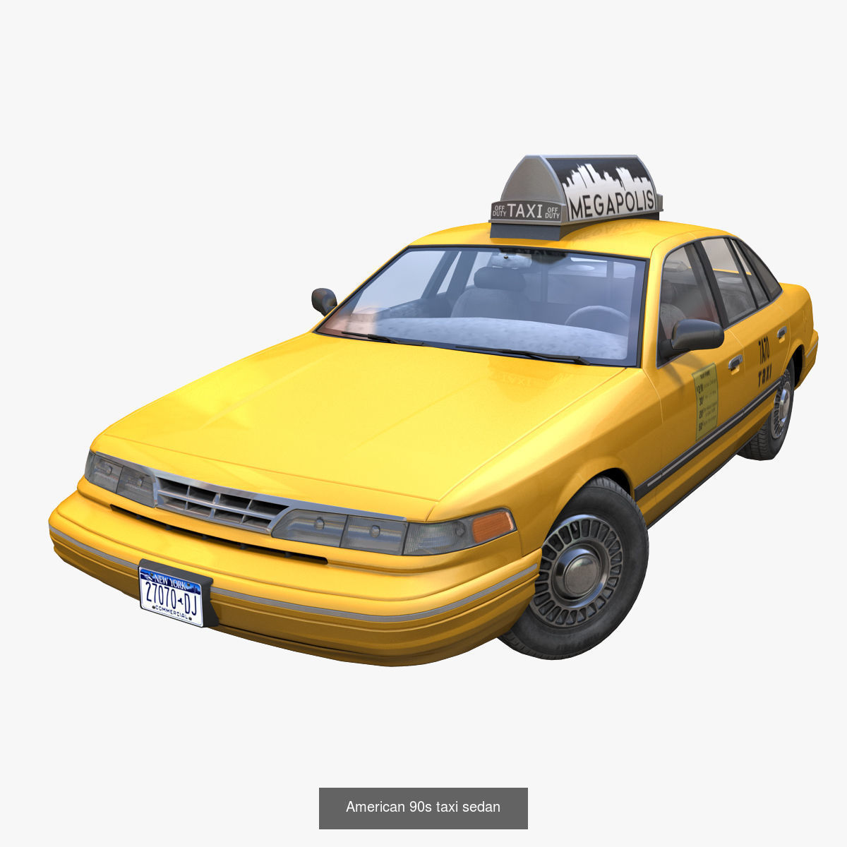 90s American sedan 3D Model Collection_9