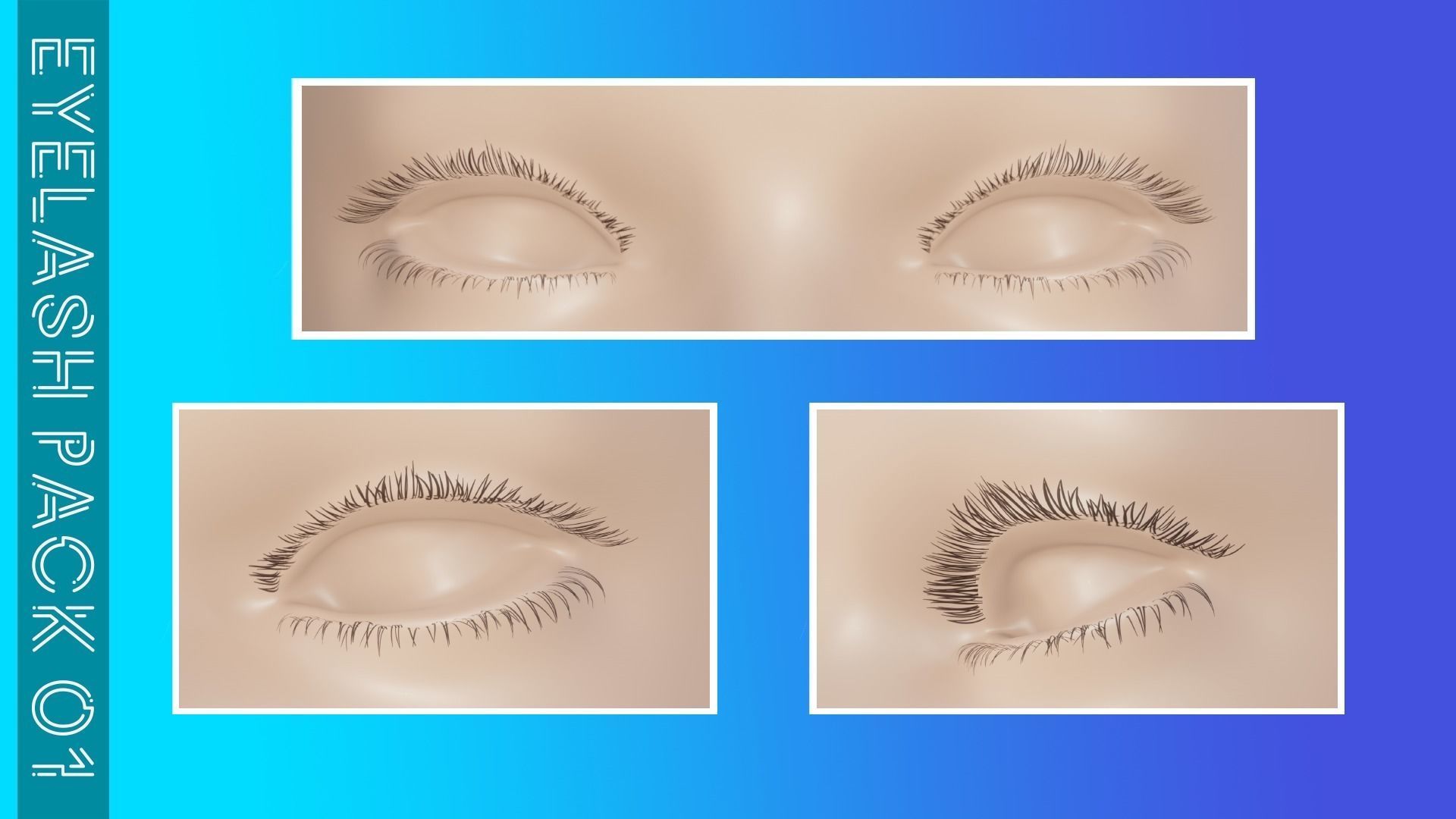 Eyelashes Pack 01 Low-poly 3D model_10