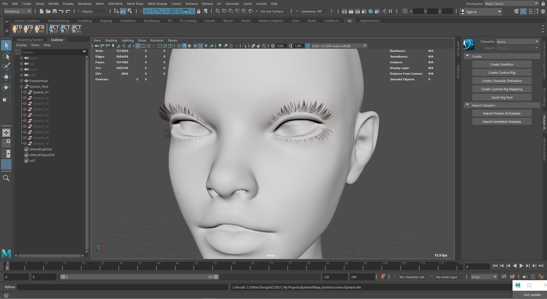 Eyelashes Pack 01 Low-poly 3D model_18