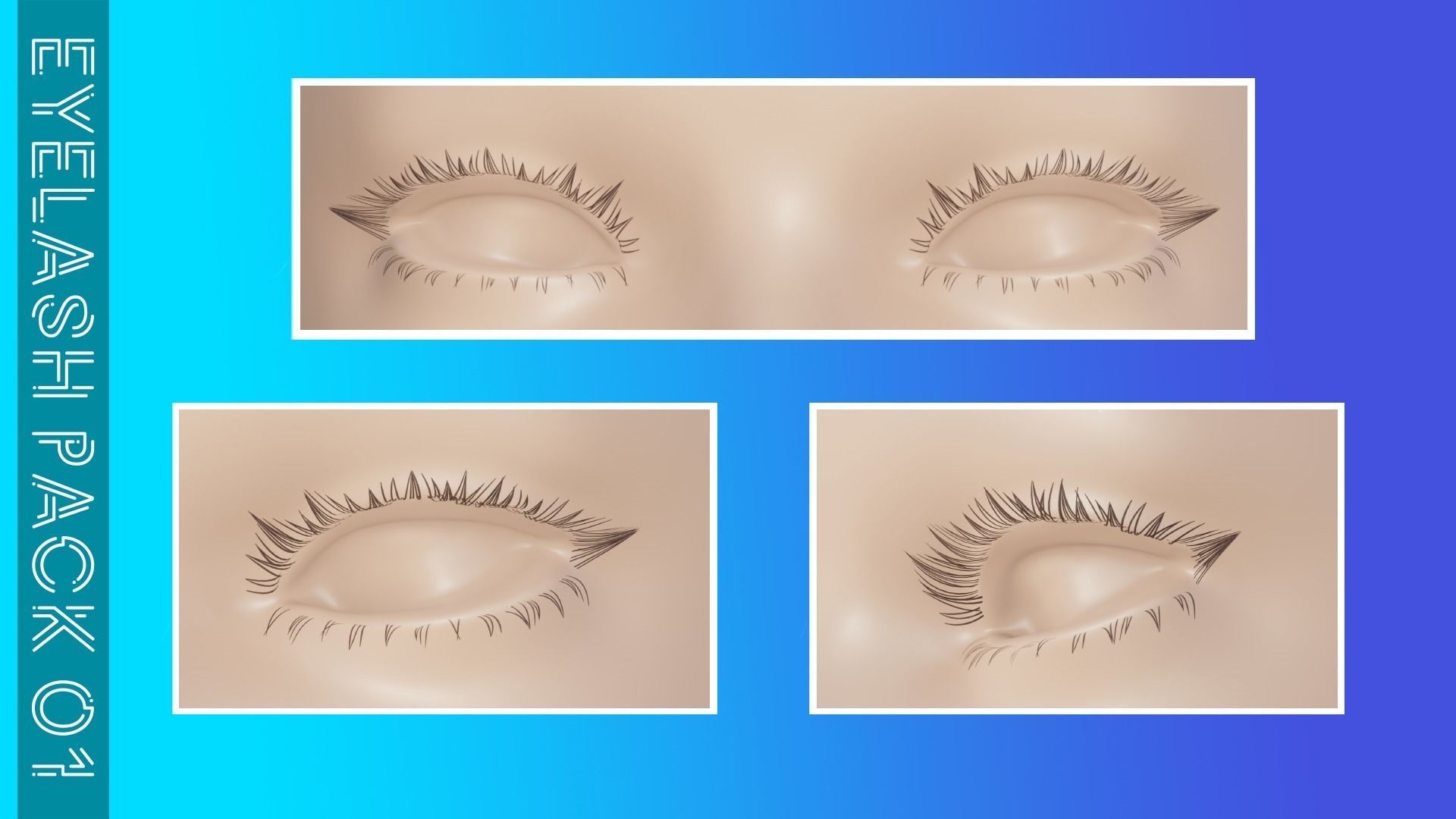 Eyelashes Pack 01 Low-poly 3D model_7