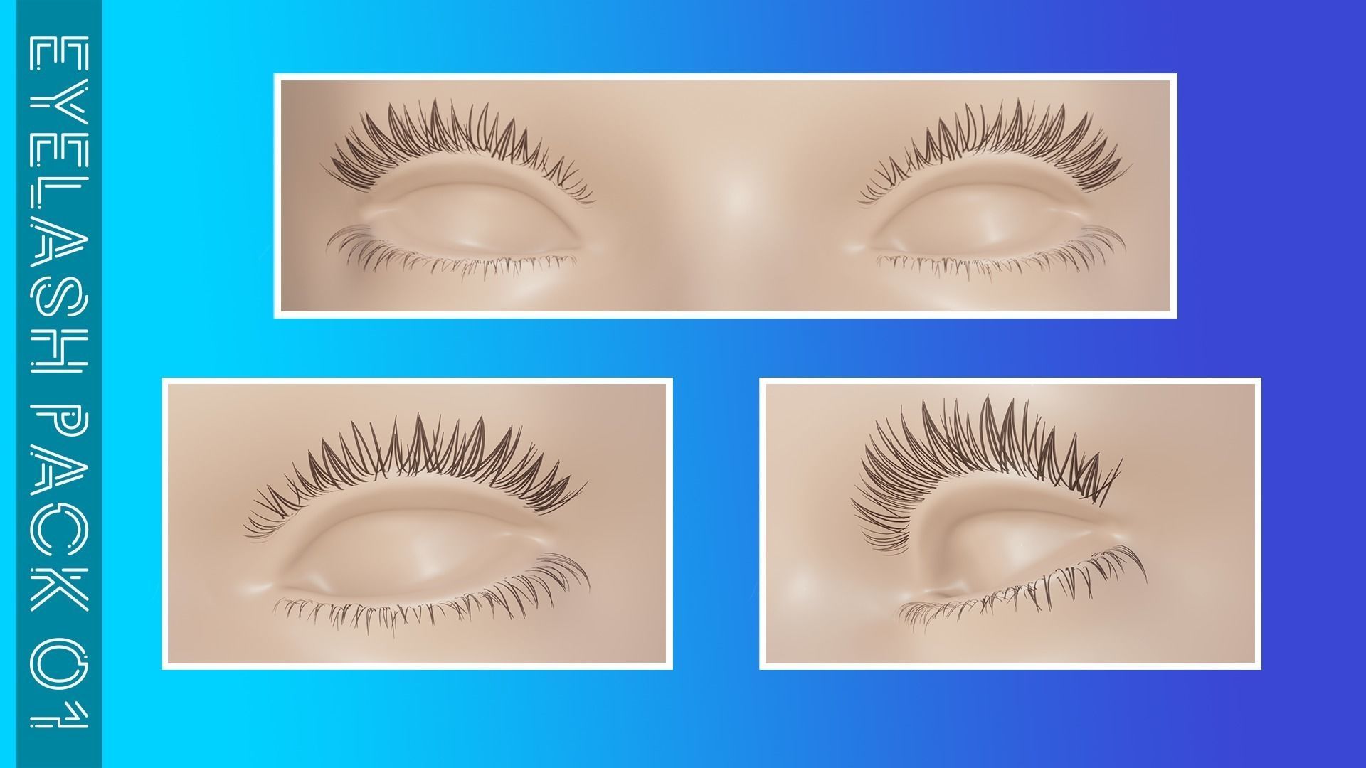 Eyelashes Pack 01 Low-poly 3D model_1
