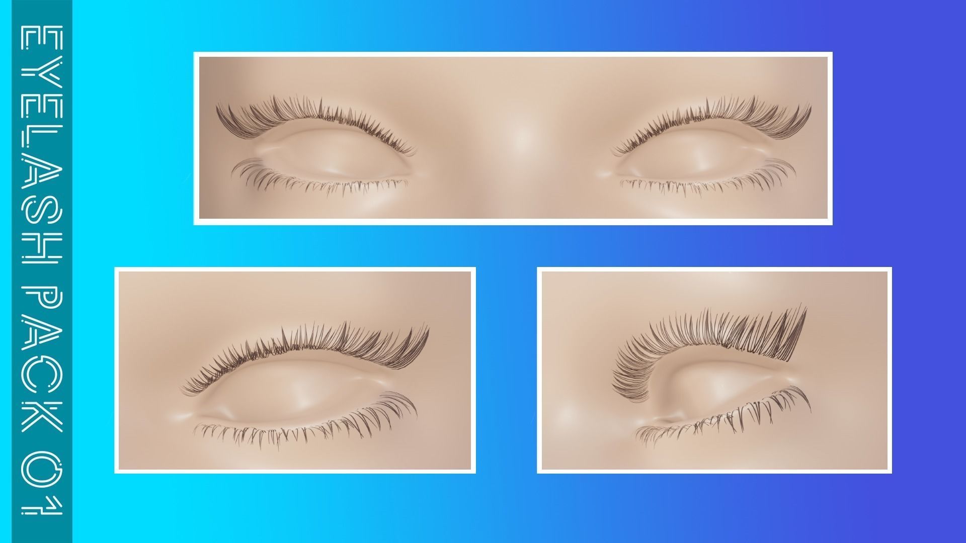 Eyelashes Pack 01 Low-poly 3D model_5