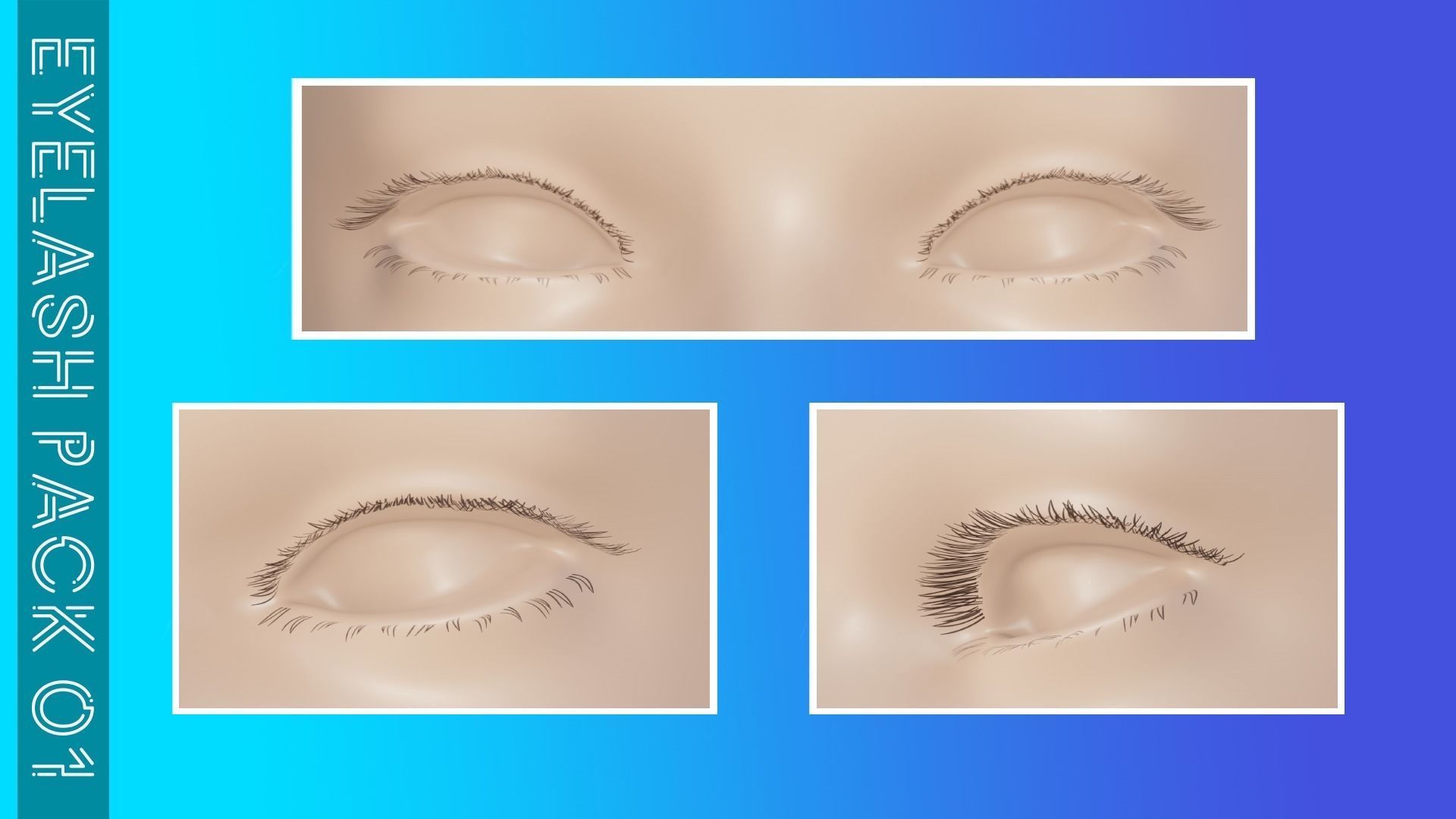 Eyelashes Pack 01 Low-poly 3D model_9