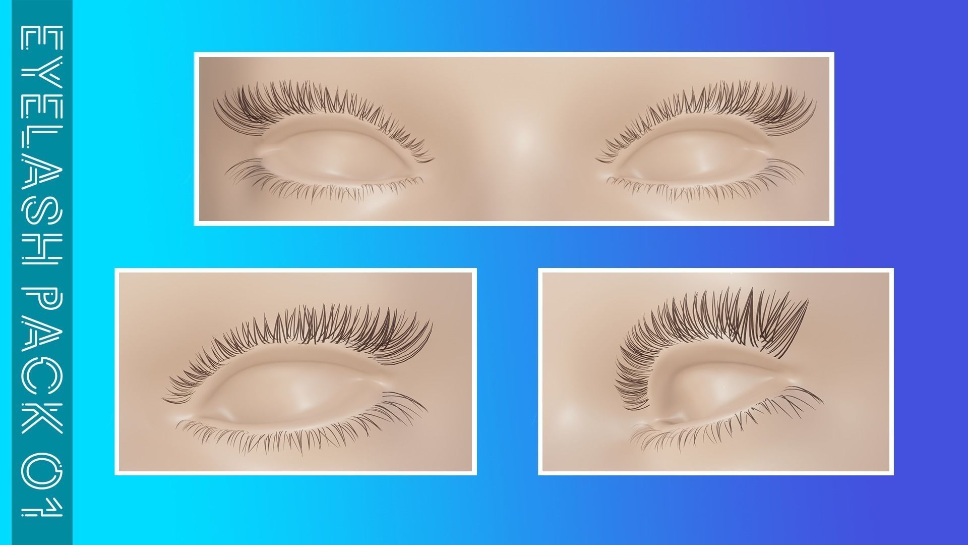Eyelashes Pack 01 Low-poly 3D model_2