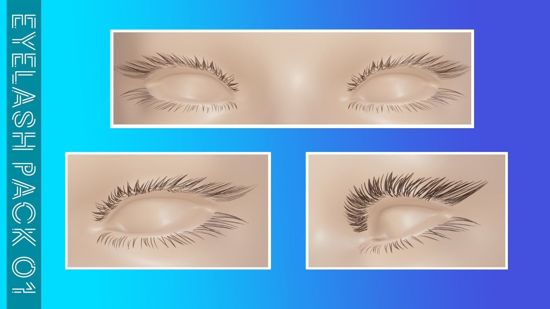 Eyelashes Pack 01 Low-poly 3D model_6