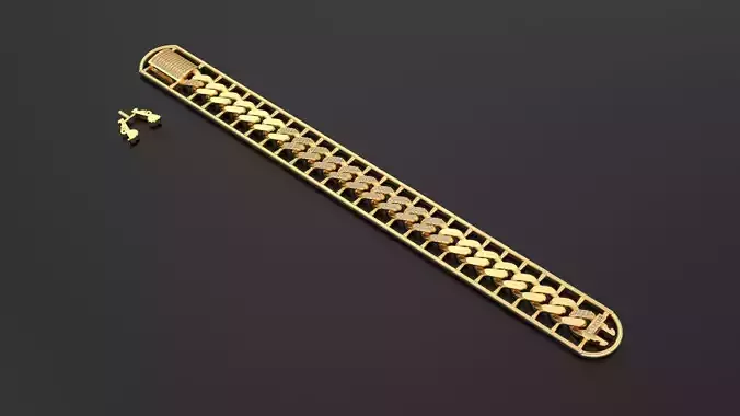 Cuban Chain Bracelet 02 3D print model