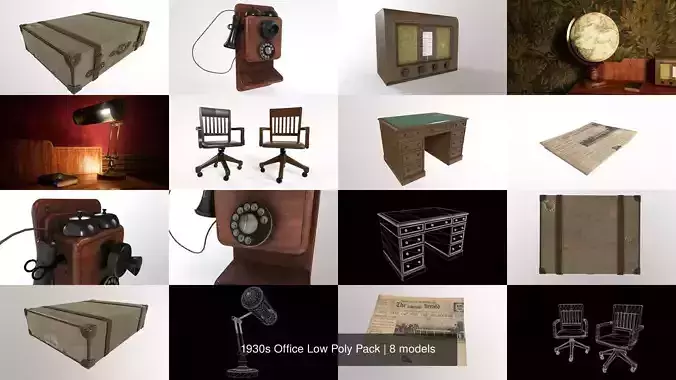 1930s Office Low Poly Pack