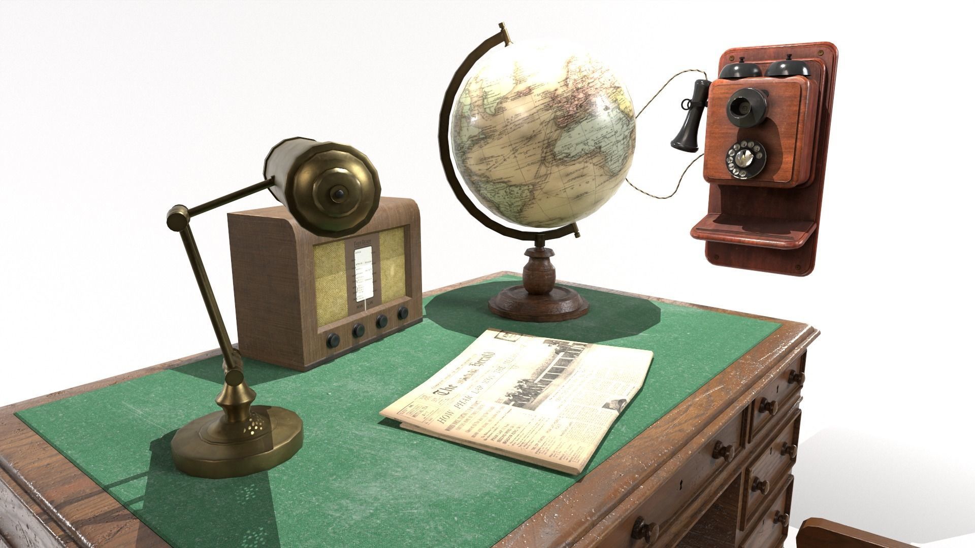 1930s Office Low Poly Pack 3D Model Collection_13