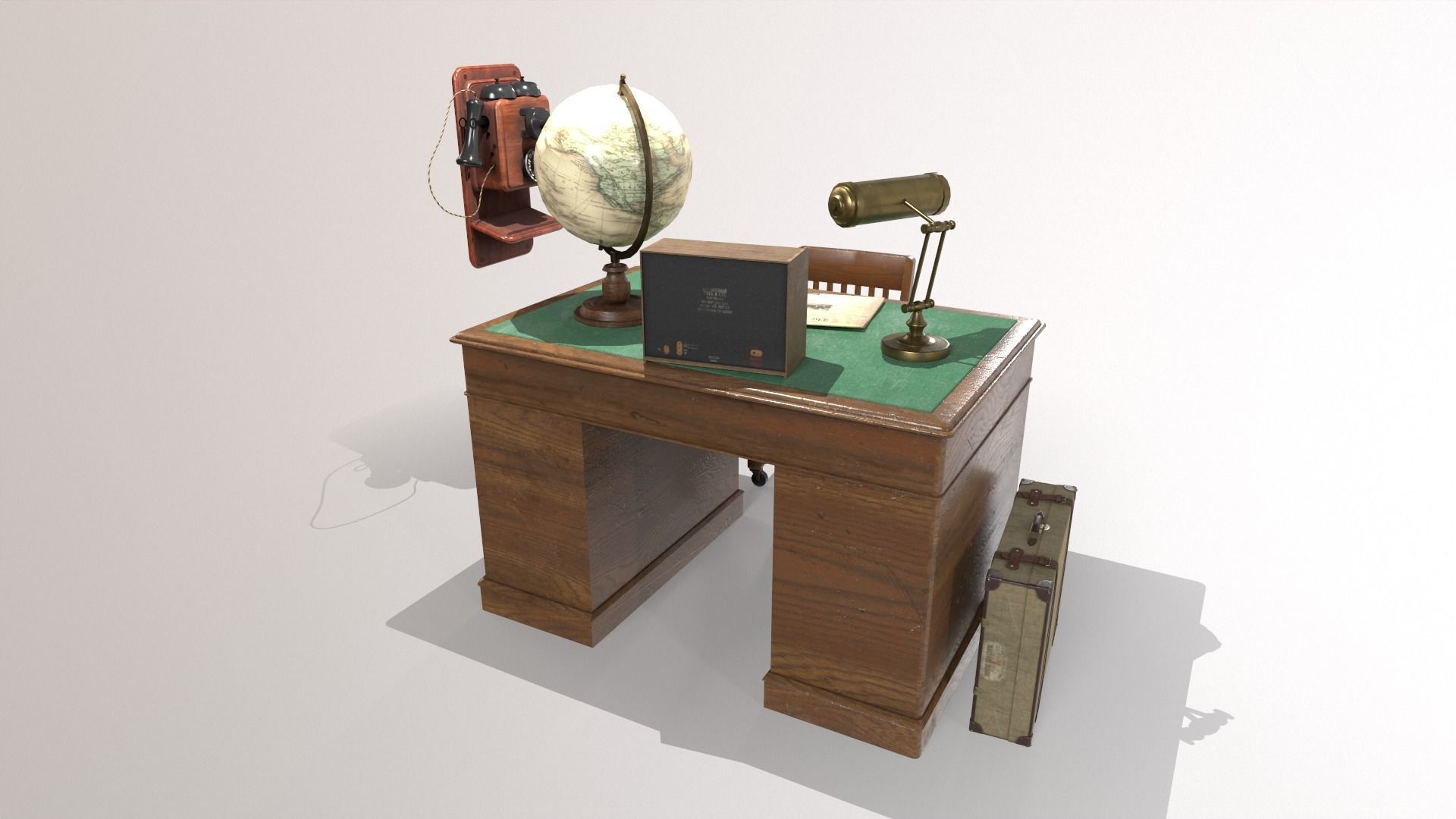 1930s Office Low Poly Pack 3D Model Collection_19