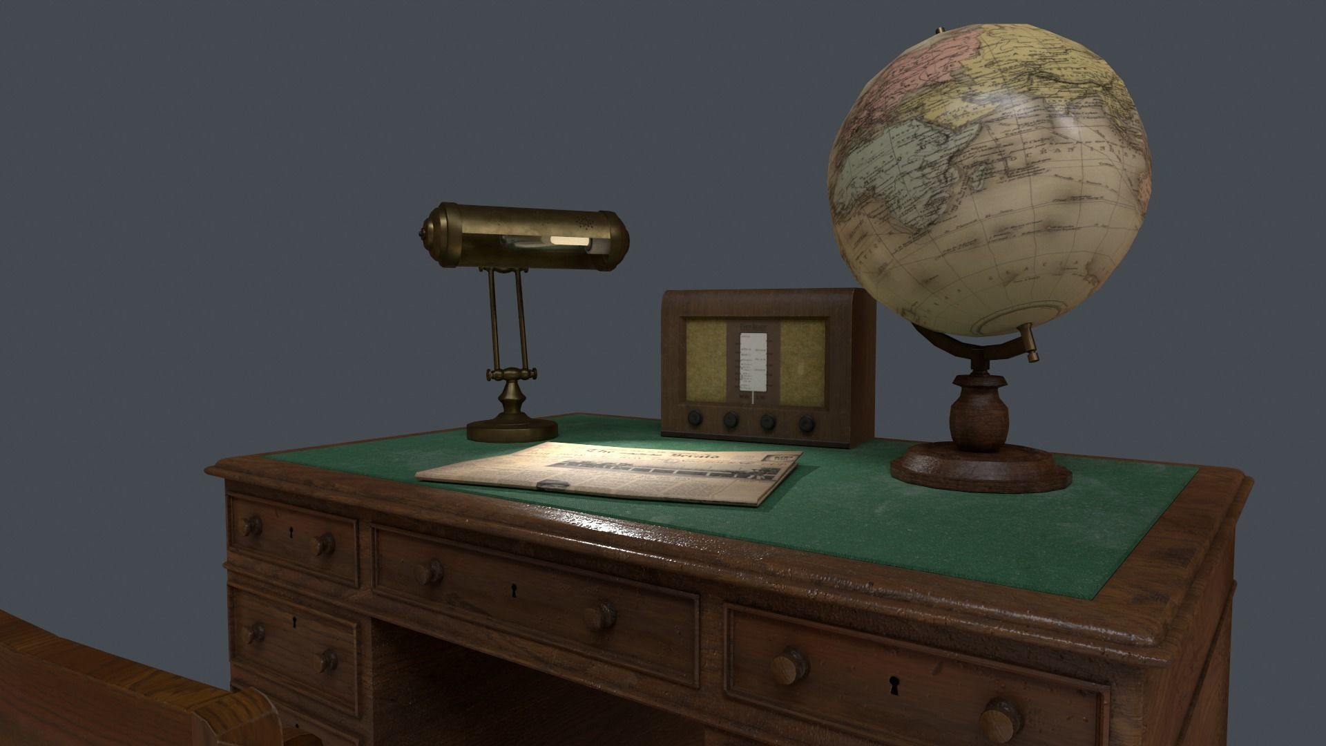 1930s Office Low Poly Pack 3D Model Collection_25