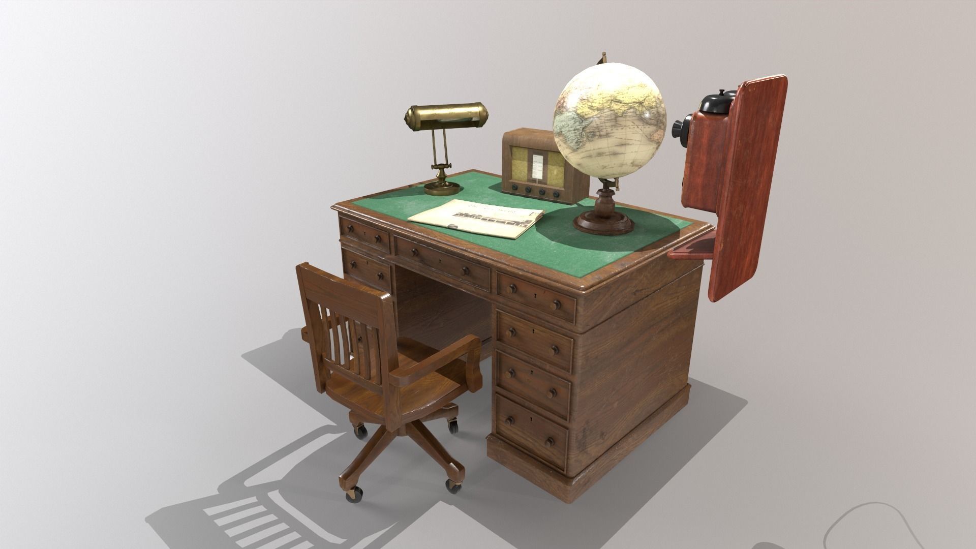 1930s Office Low Poly Pack 3D Model Collection_11