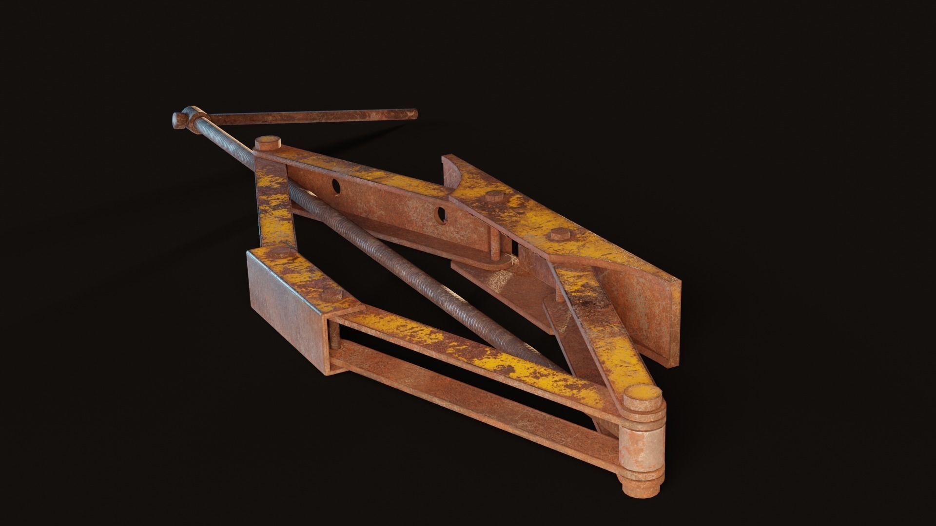 scissor jack car Low-poly 3D model_1