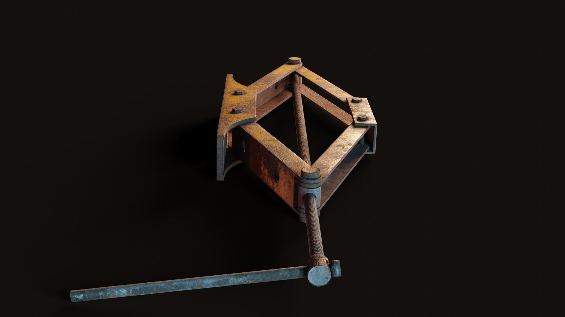 scissor jack car Low-poly 3D model_5