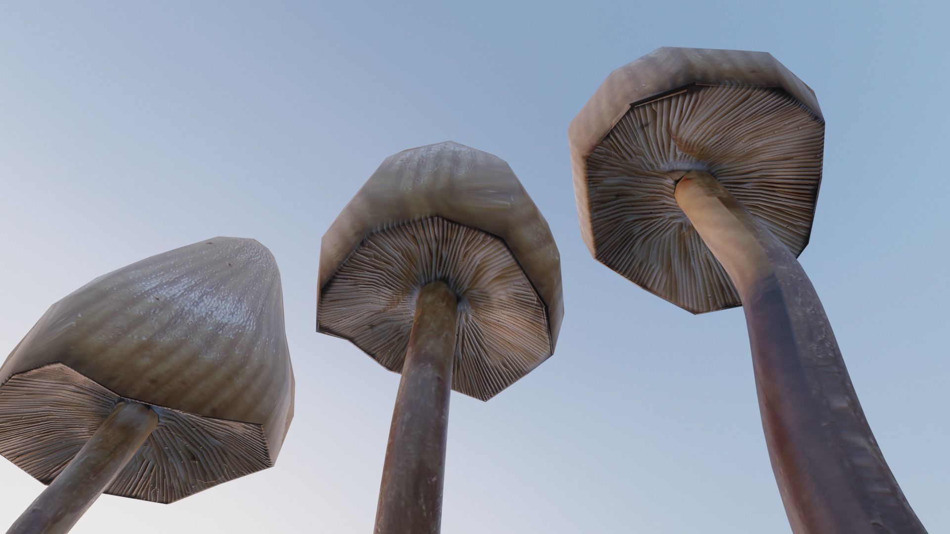 Magic Mushrooms Low-poly 3D model_2