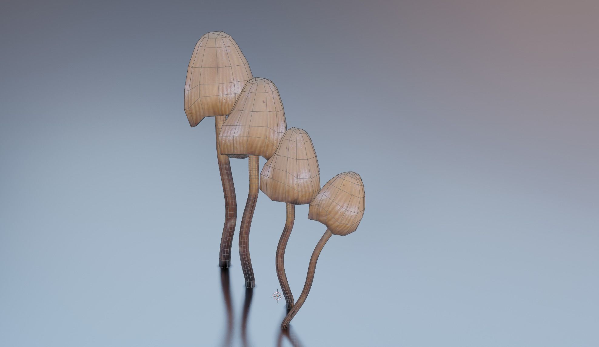Magic Mushrooms Low-poly 3D model_3