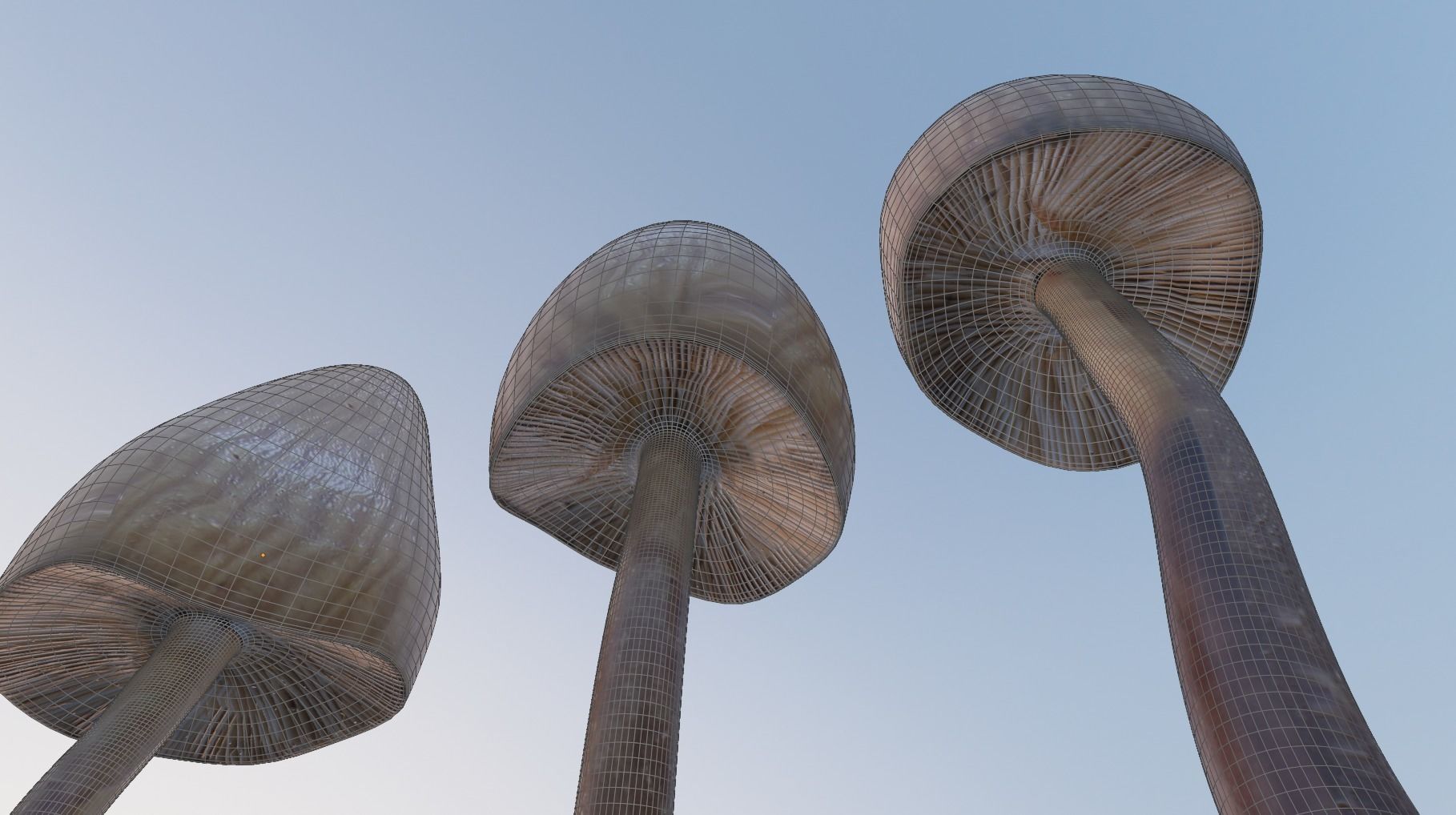 Magic Mushrooms Low-poly 3D model_5