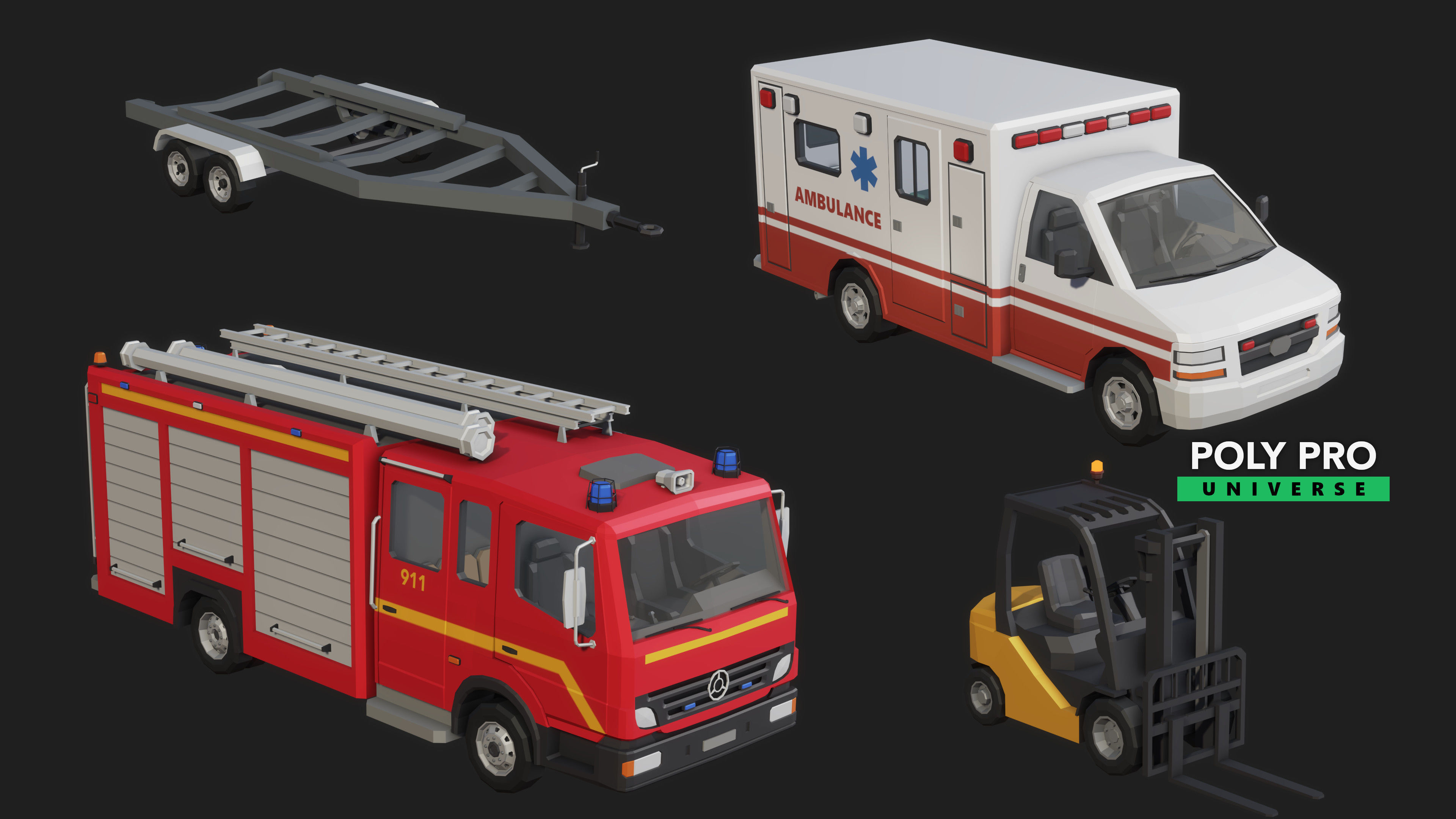 Poly Pro Vehicles Land  Low-poly 3D model_6