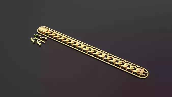 Cuban Chain Bracelet 05 3D print model