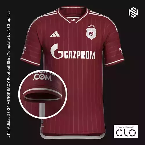 Adidas 23-24 AEROREADY Football Shirt Template for CLO 3D 3D model