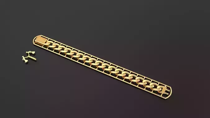 Cuban Chain Bracelet 06 3D print model