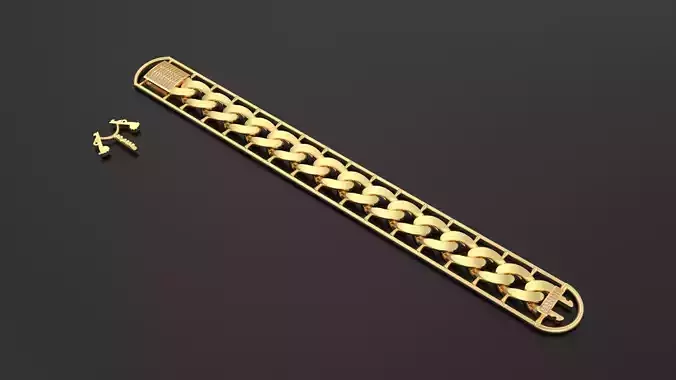 Cuban Chain Bracelet 09 3D print model