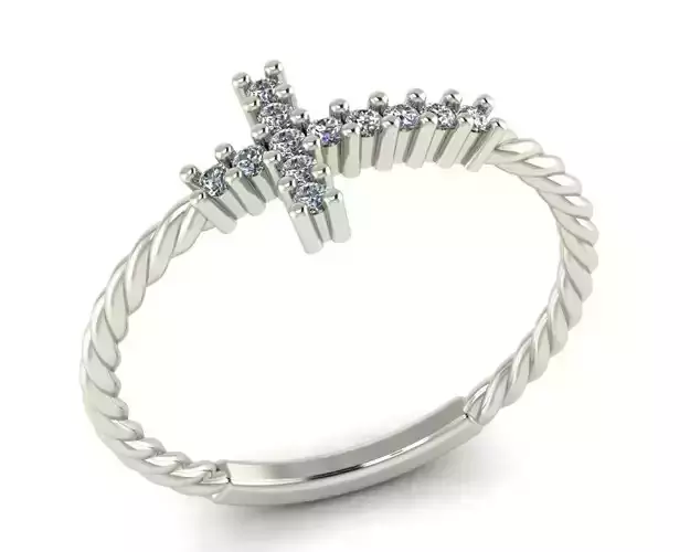 Cross ring with diamonds