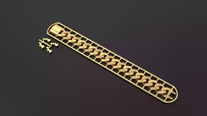 Cuban Chain Bracelet 10 3D print model