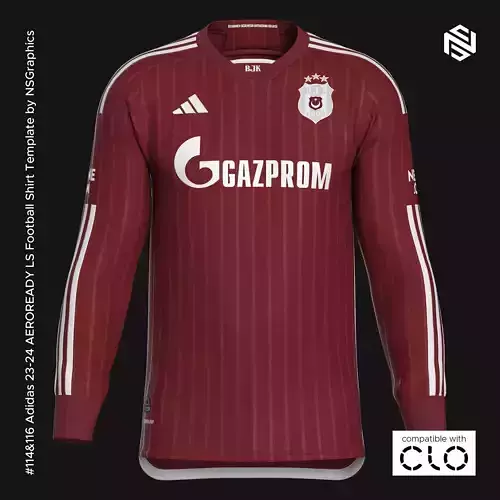 Adidas 23-24 AEROREADY LS Football Shirt Template for CLO 3D 3D model