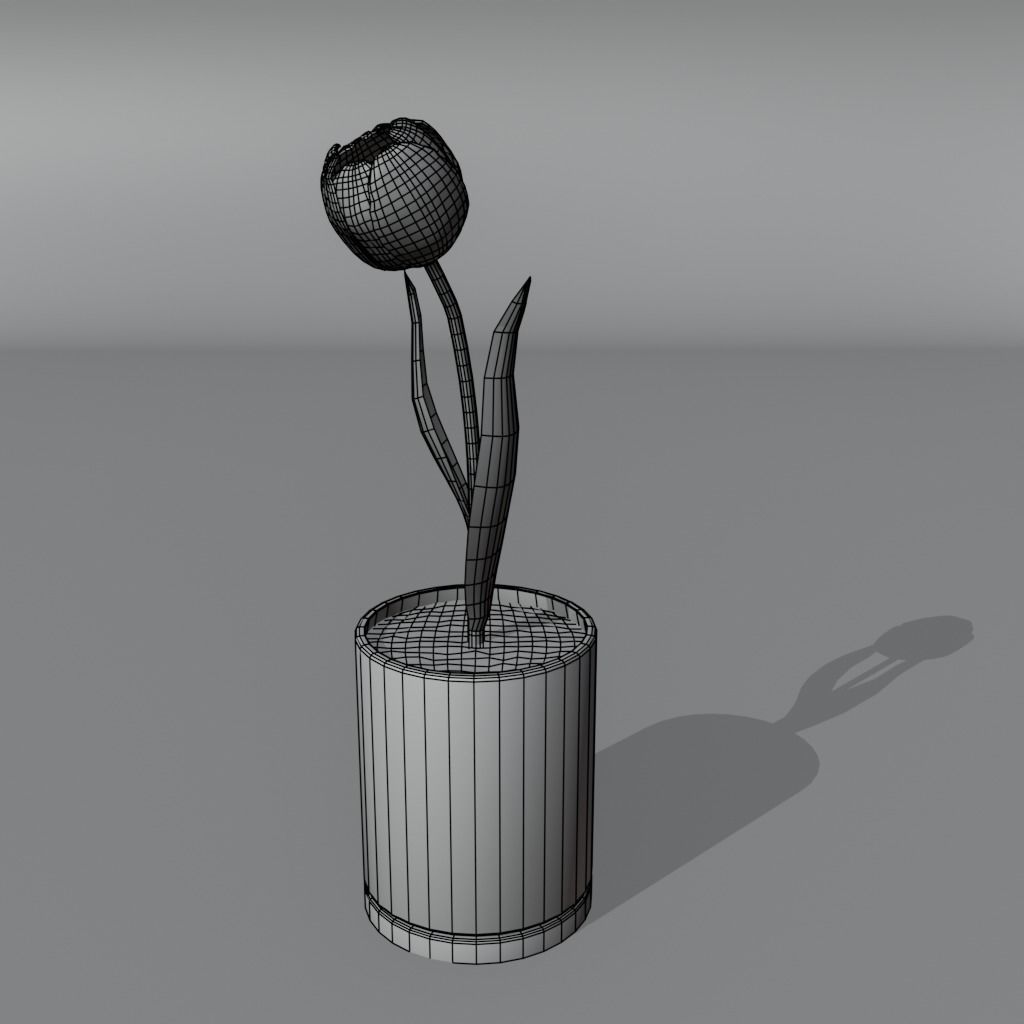 Flower in vase Tulip Low-poly 3D model_9
