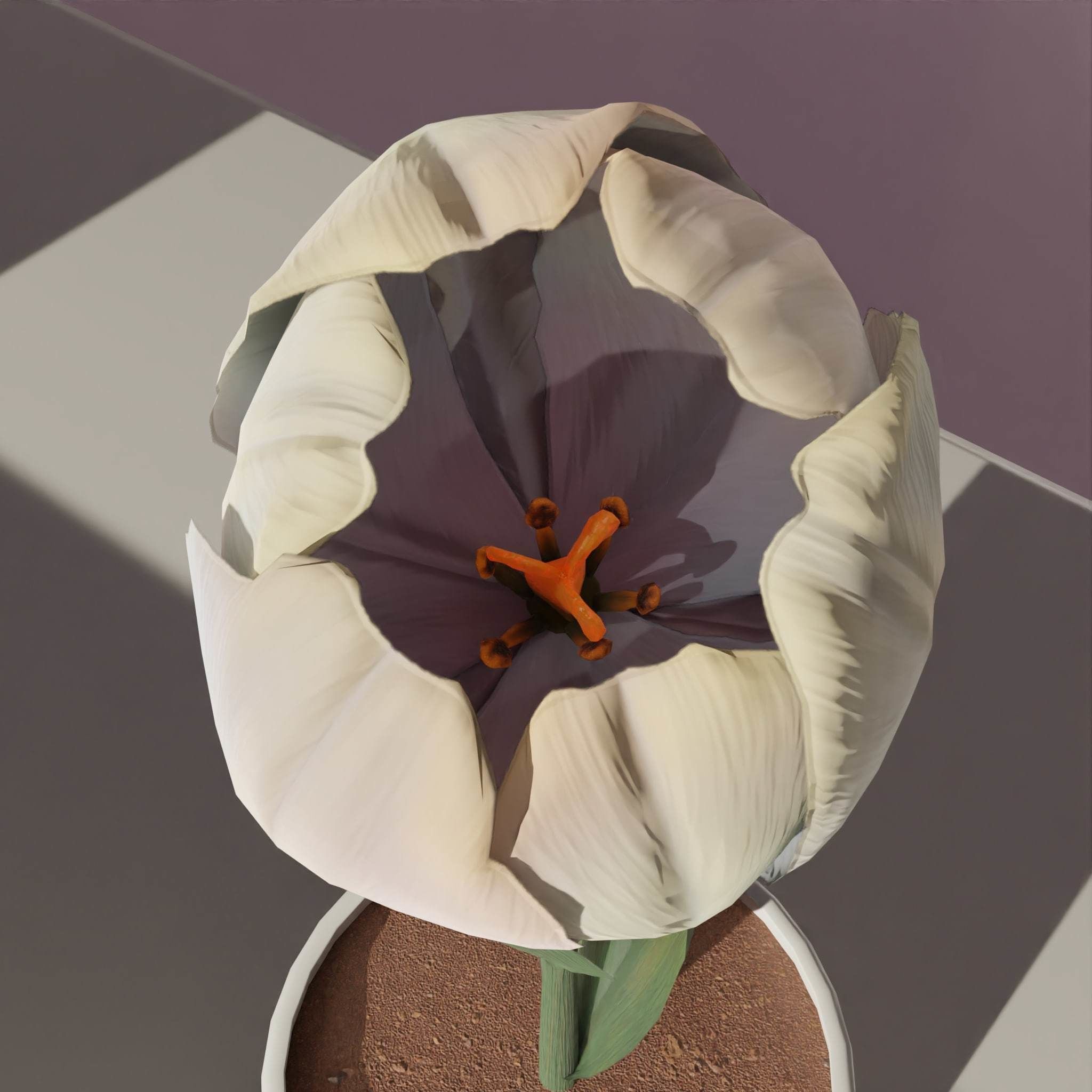 Flower in vase Tulip Low-poly 3D model_5