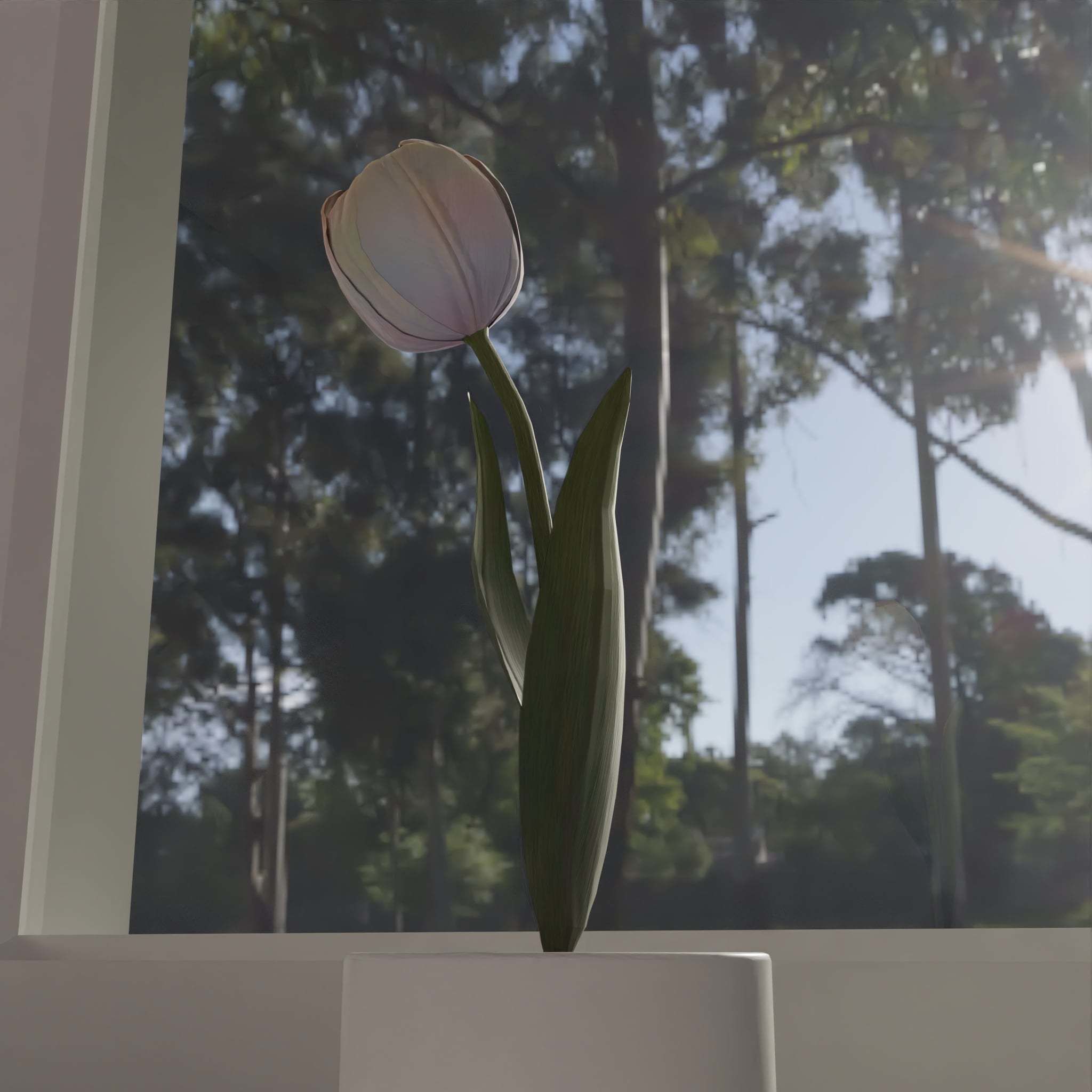 Flower in vase Tulip Low-poly 3D model_4